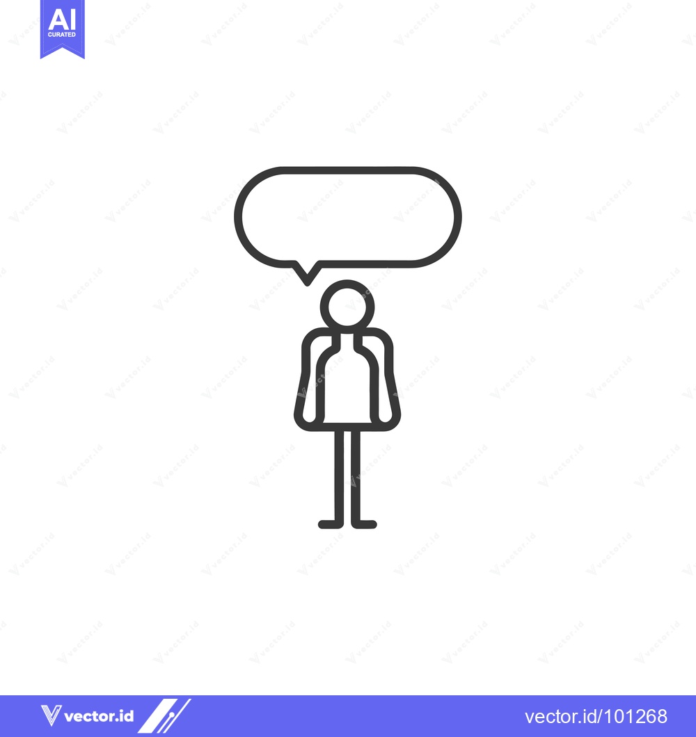 Premium Vector dari Simple Line Drawing of a Person with a Speech Bubble Above Their Head