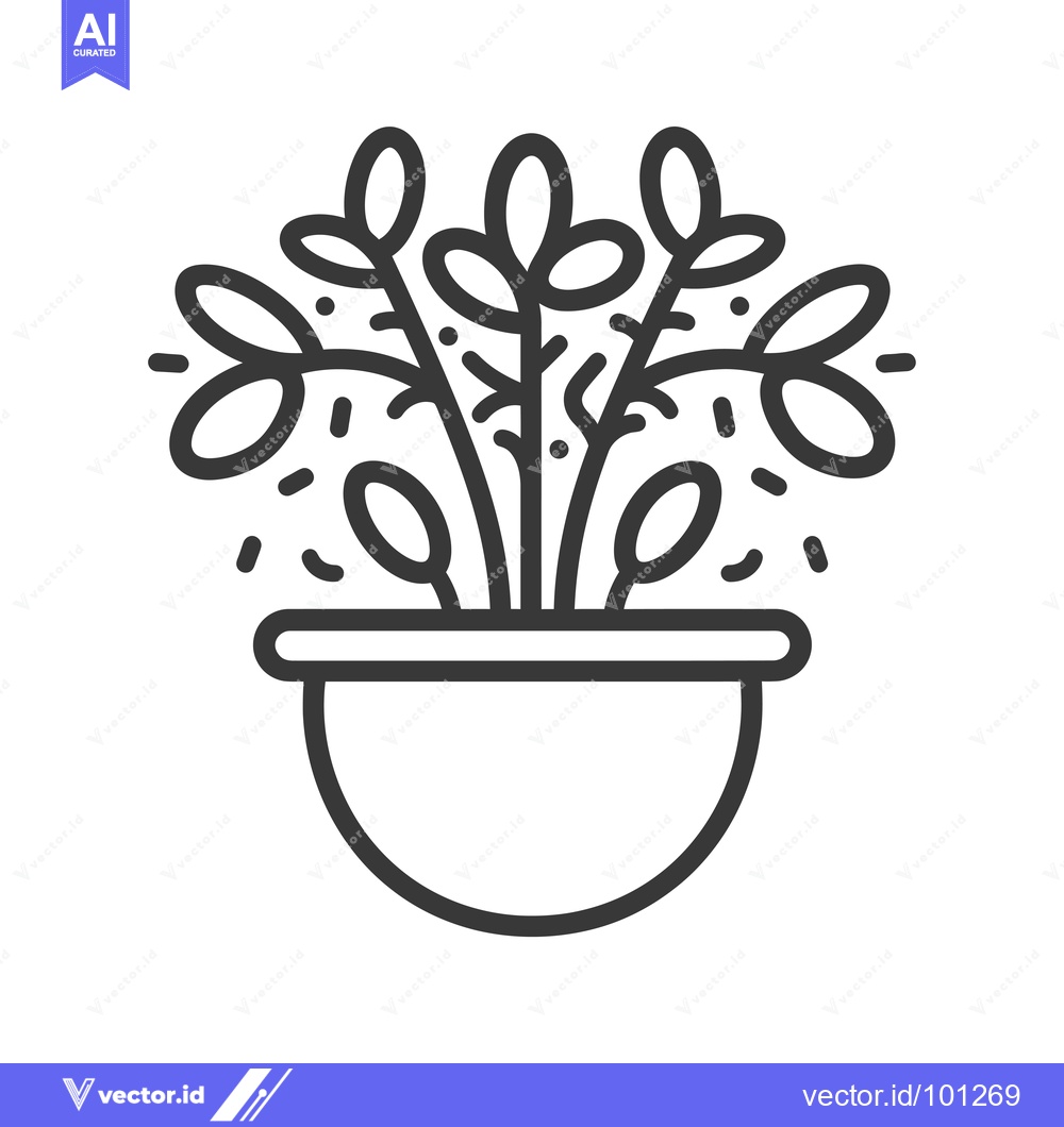 Premium Vector of Simple Line Drawing of a Plant in a Pot