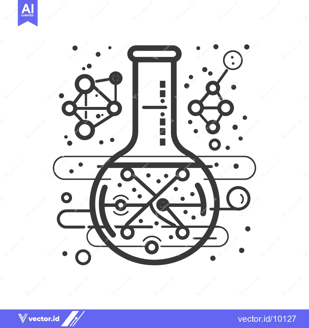Premium Vector dari A Beaker Surrounded by Network of Connected Circles