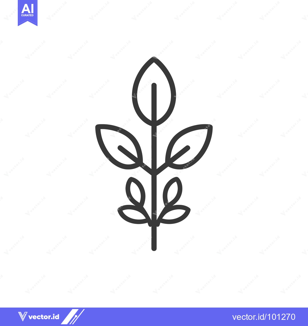 Premium Vector dari Simple Line Drawing of a Plant with Five Leaves