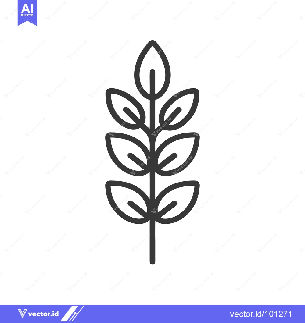 Premium Vector dari Simple Line Drawing of a Plant with Five Leaves