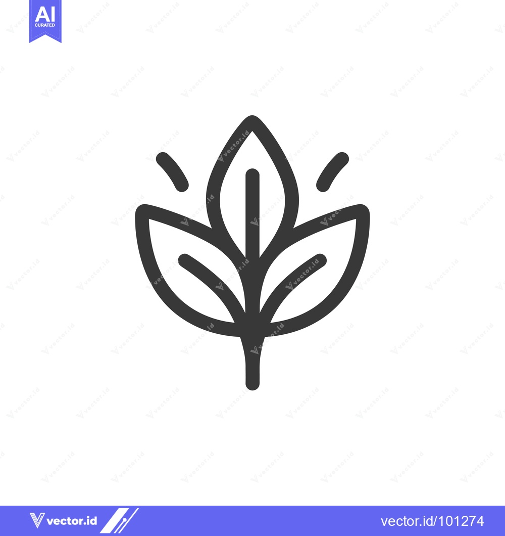 Premium Vector of Simple Line Drawing of a Plant with Three Leaves