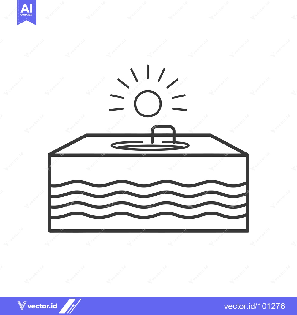 Premium Vector dari Simple Line Drawing of a Pool with a Sun Above It