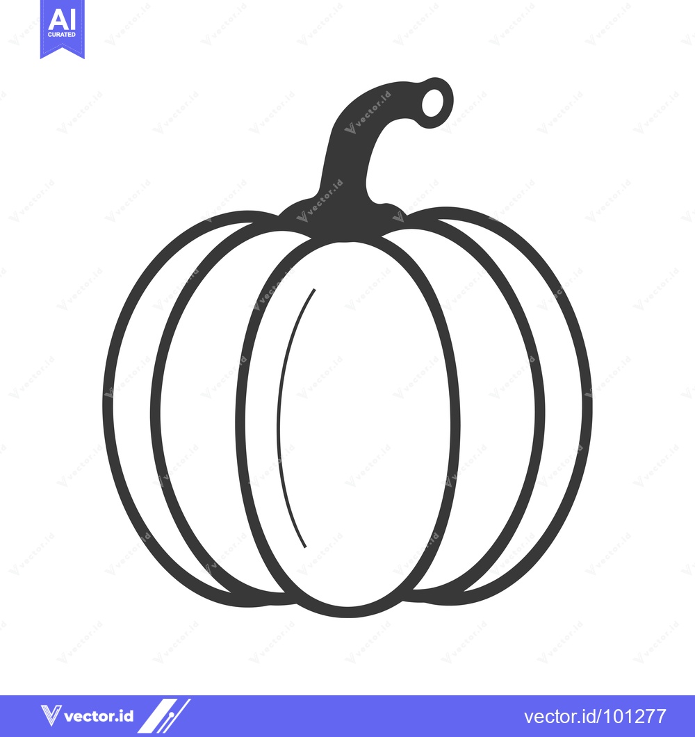 Premium Vector dari Simple Line Drawing of a Pumpkin with a Stem
