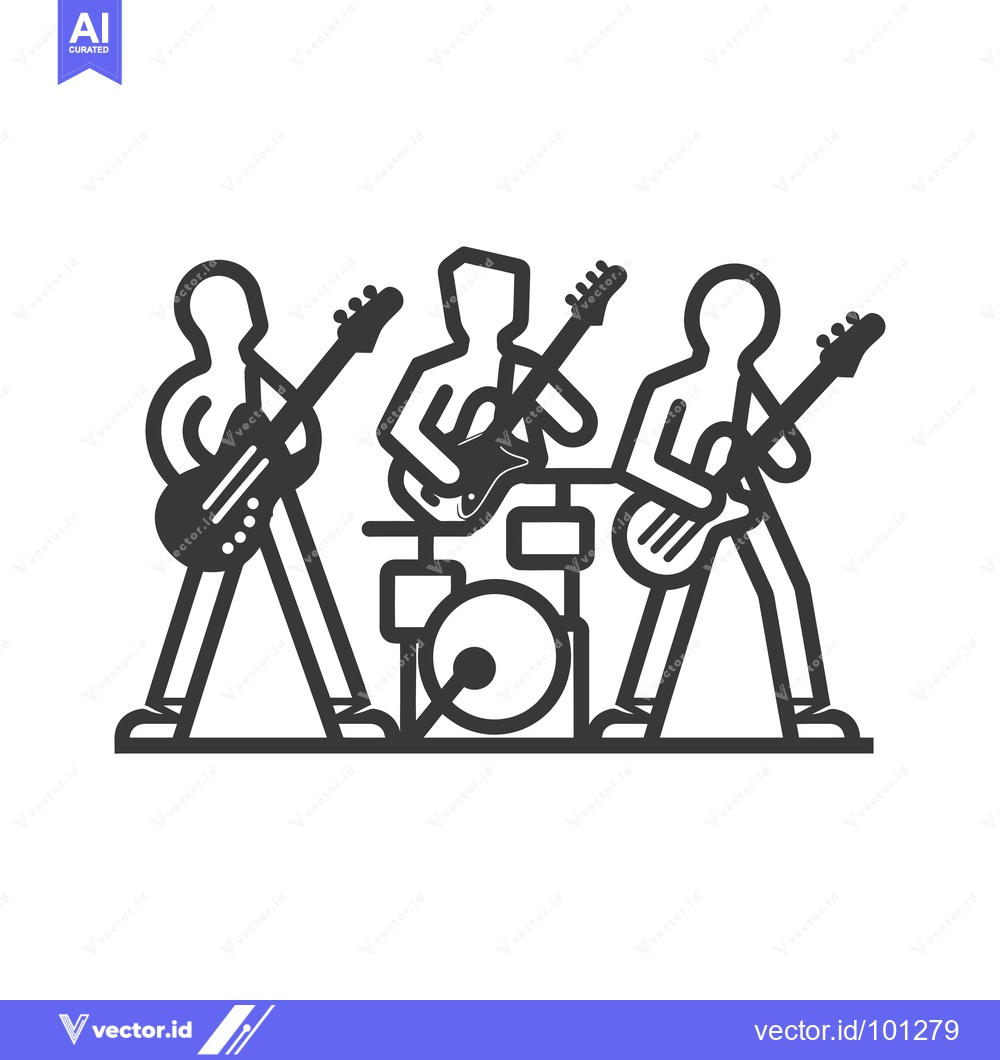 Premium Vector dari Simple Line Drawing of a Rock Band Performing