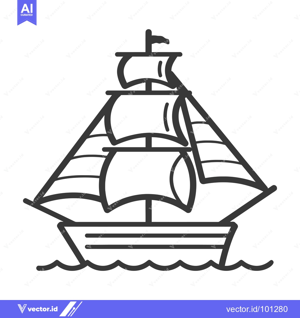 Premium Vector dari Simple Line Drawing of a Sailboat on the Water