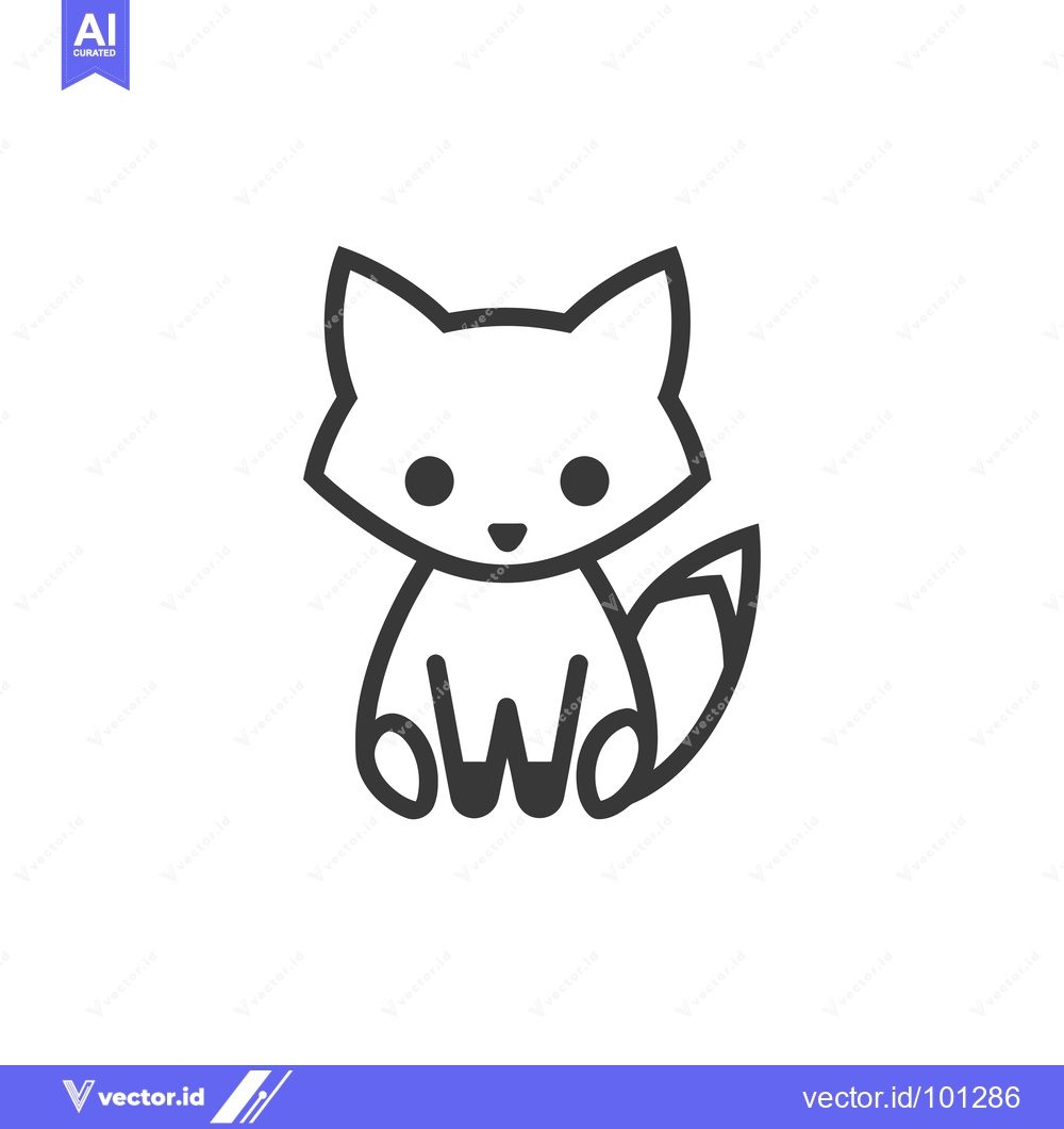 Premium Vector dari Simple Line Drawing of a Sitting Fox