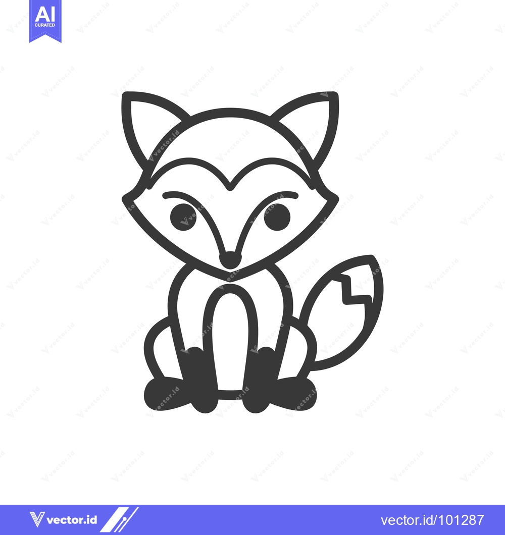 Premium Vector of Simple Line Drawing of a Sitting Fox