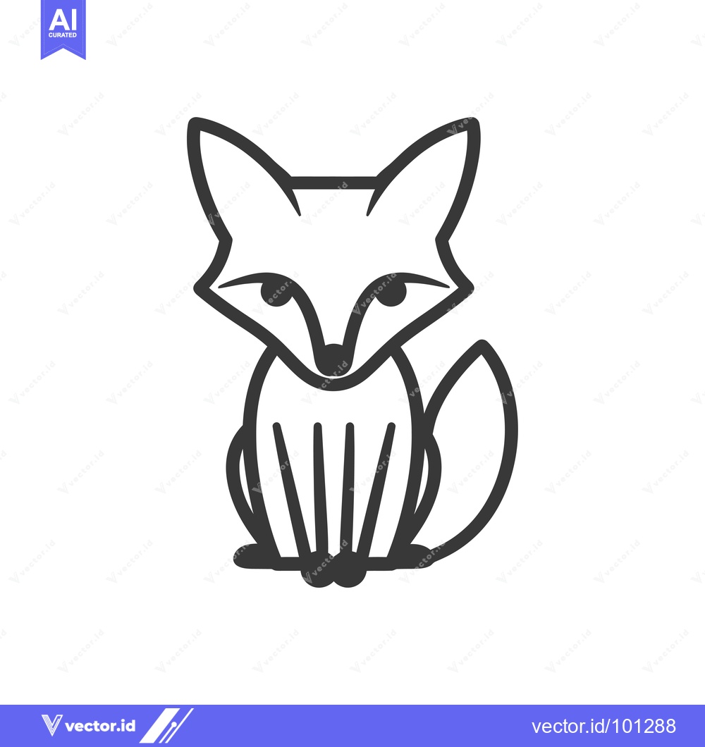 Premium Vector dari Simple Line Drawing of a Sitting Fox