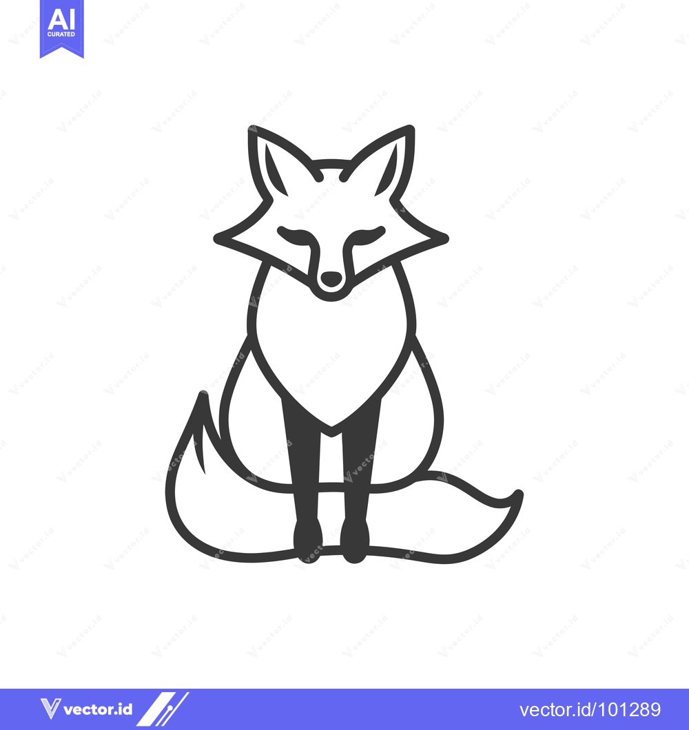 Premium Vector dari Simple Line Drawing of a Sitting Fox
