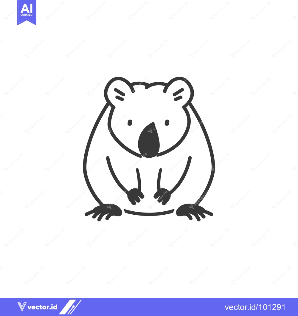 Premium Vector dari Simple Line Drawing of a Sitting Koala