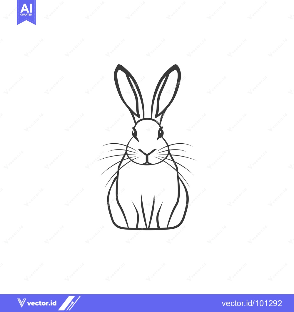 Premium Vector dari Simple line drawing of a sitting rabbit