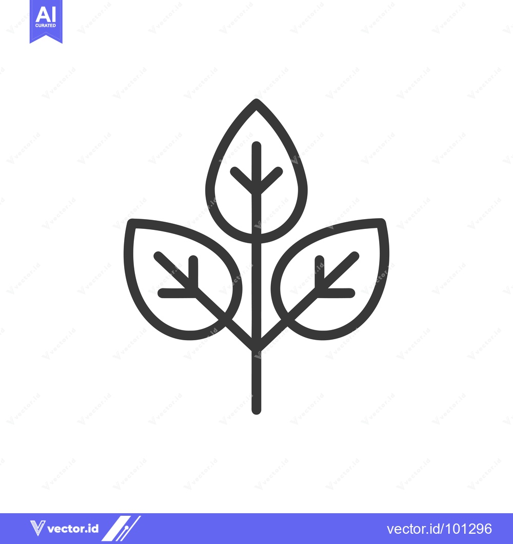 Premium Vector of Simple Line Drawing of a Small Plant with Three Leaves