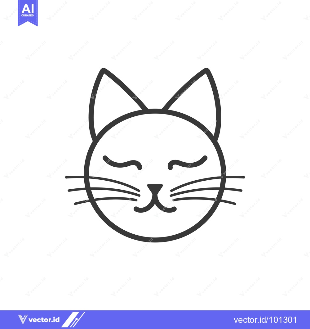 Premium Vector of Simple Line Drawing of a Smiling Cat's Face