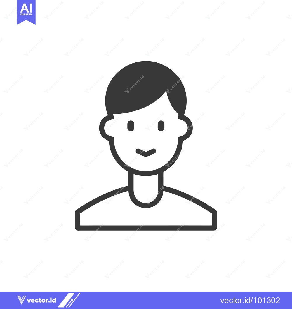 Premium Vector dari Simple Line Drawing of a Smiling Man with Short Hair