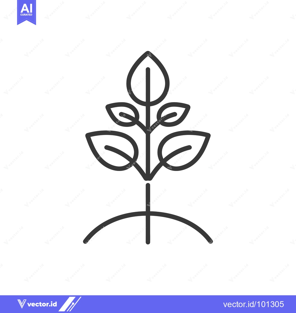 Premium Vector dari Simple Line Drawing of a Sprout with Four Leaves