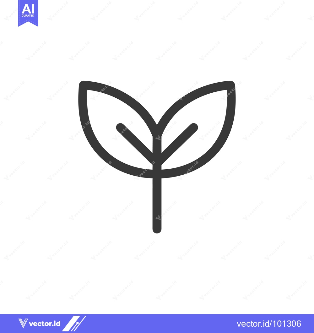 Premium Vector dari Simple Line Drawing of a Sprout with Two Leaves