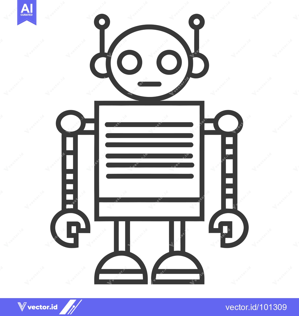 Premium Vector dari Simple Line Drawing of a Standing Robot