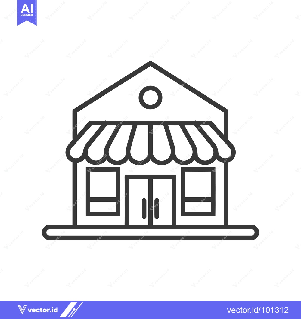 Premium Vector dari Simple Line Drawing of a Store Building with an Awning
