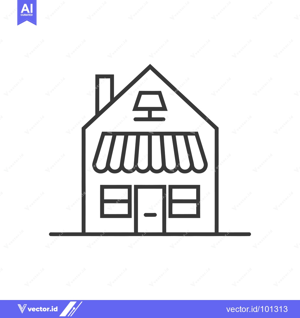 Premium Vector of Simple Line Drawing of a Store Building with Awning