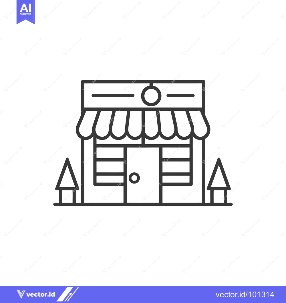 Premium Vector dari Simple Line Drawing of a Store Front with an Awning