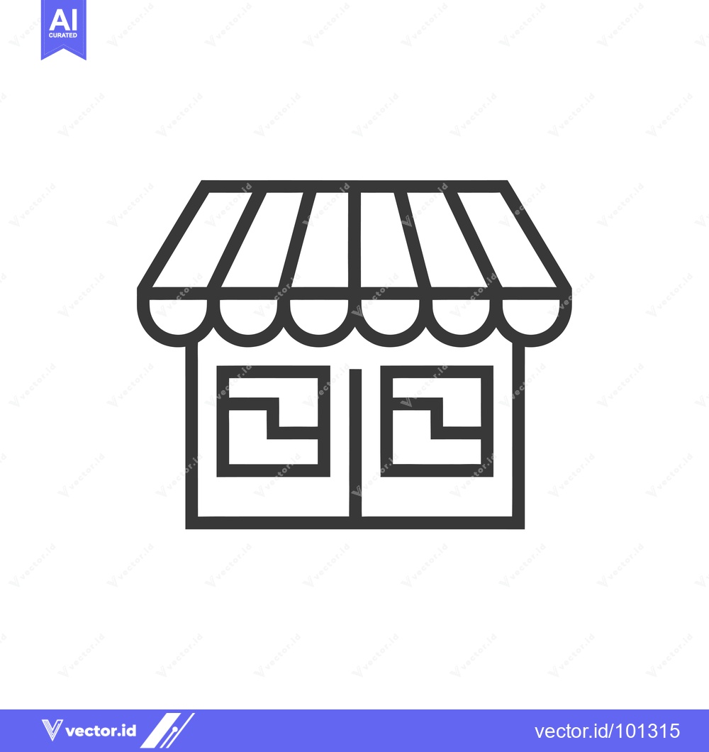 Premium Vector dari Simple Line Drawing of a Store with an Awning