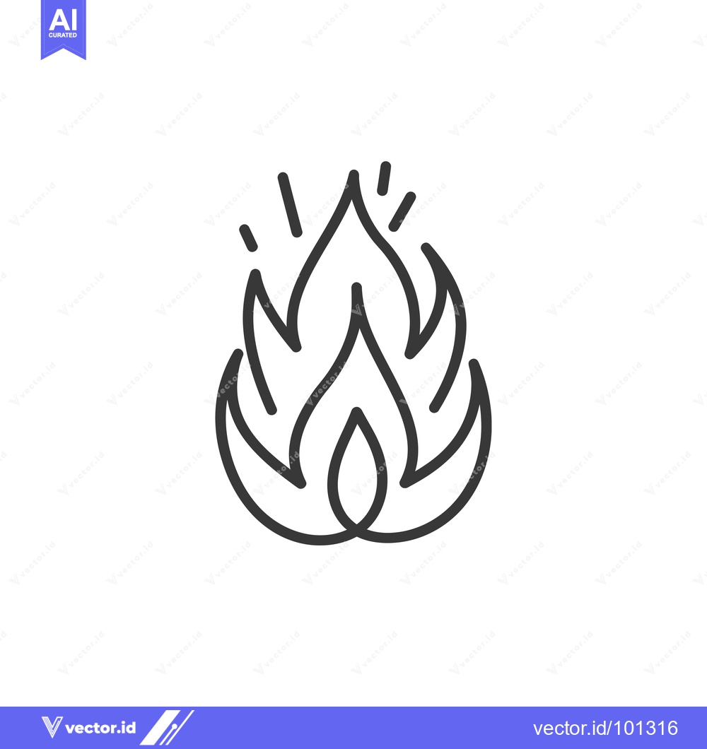 Premium Vector dari Simple Line Drawing of a Stylized Fire Flame