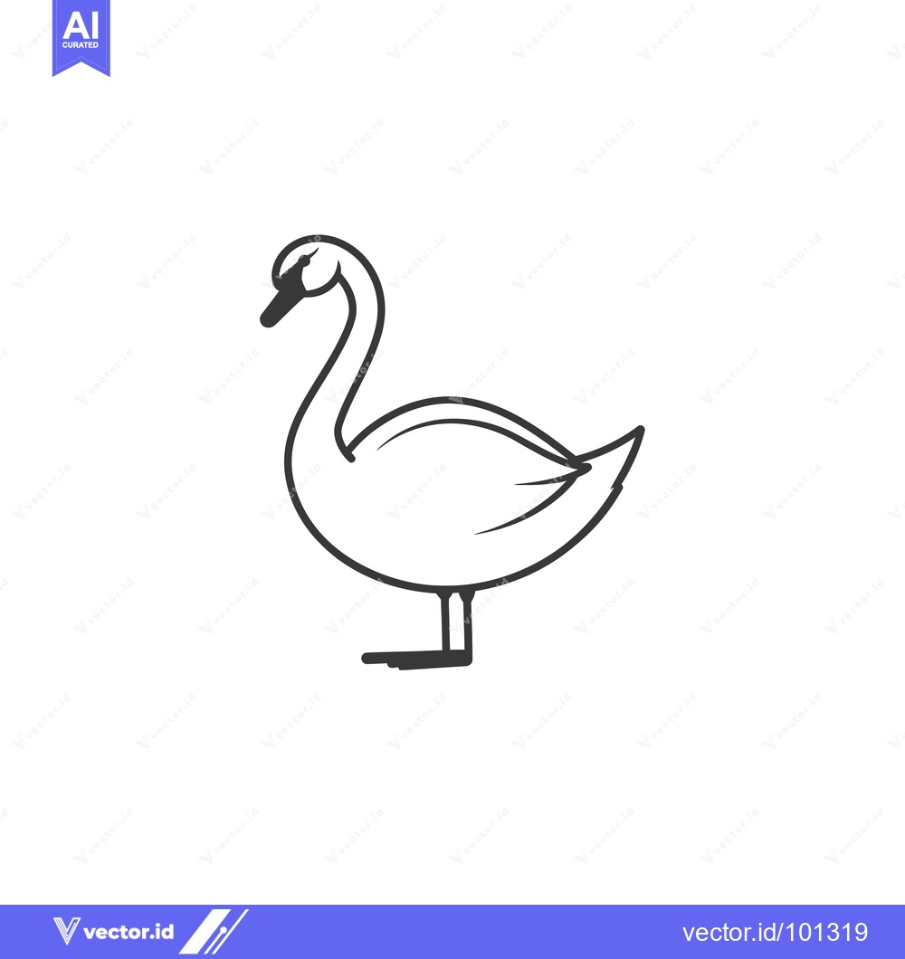 Premium Vector dari Simple Line Drawing of a Swan in Profile
