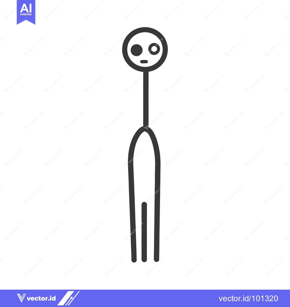 Premium Vector dari Simple Line Drawing of a Tall, Slender, Humanoid Figure with a Circula
