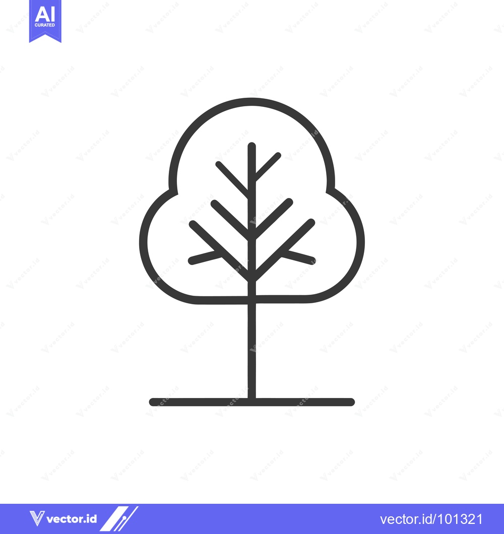 Premium Vector dari Simple Line Drawing of a Tree with a Rounded Canopy