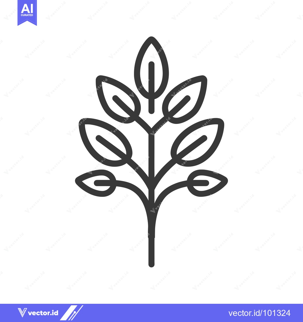 Premium Vector dari Simple Line Drawing of a Tree with Six Leaves