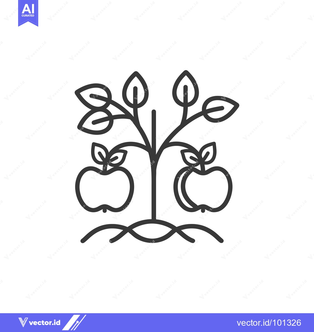 Premium Vector dari Simple Line Drawing of a Tree with Two Apples