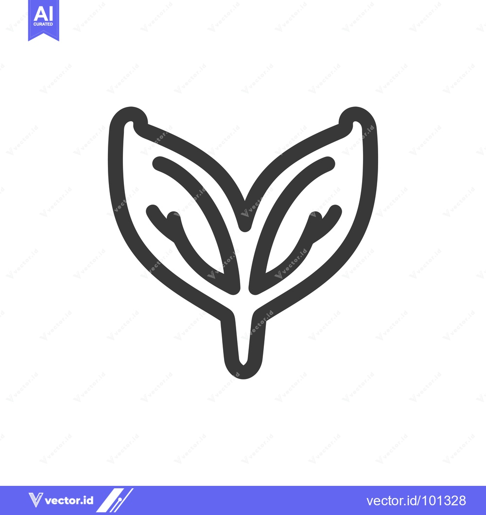 Premium Vector of Simple Line Drawing of a Two-Leaf Plant