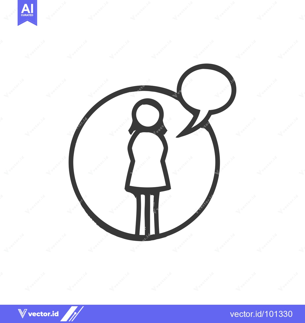 Premium Vector dari Simple line drawing of a woman with a speech bubble