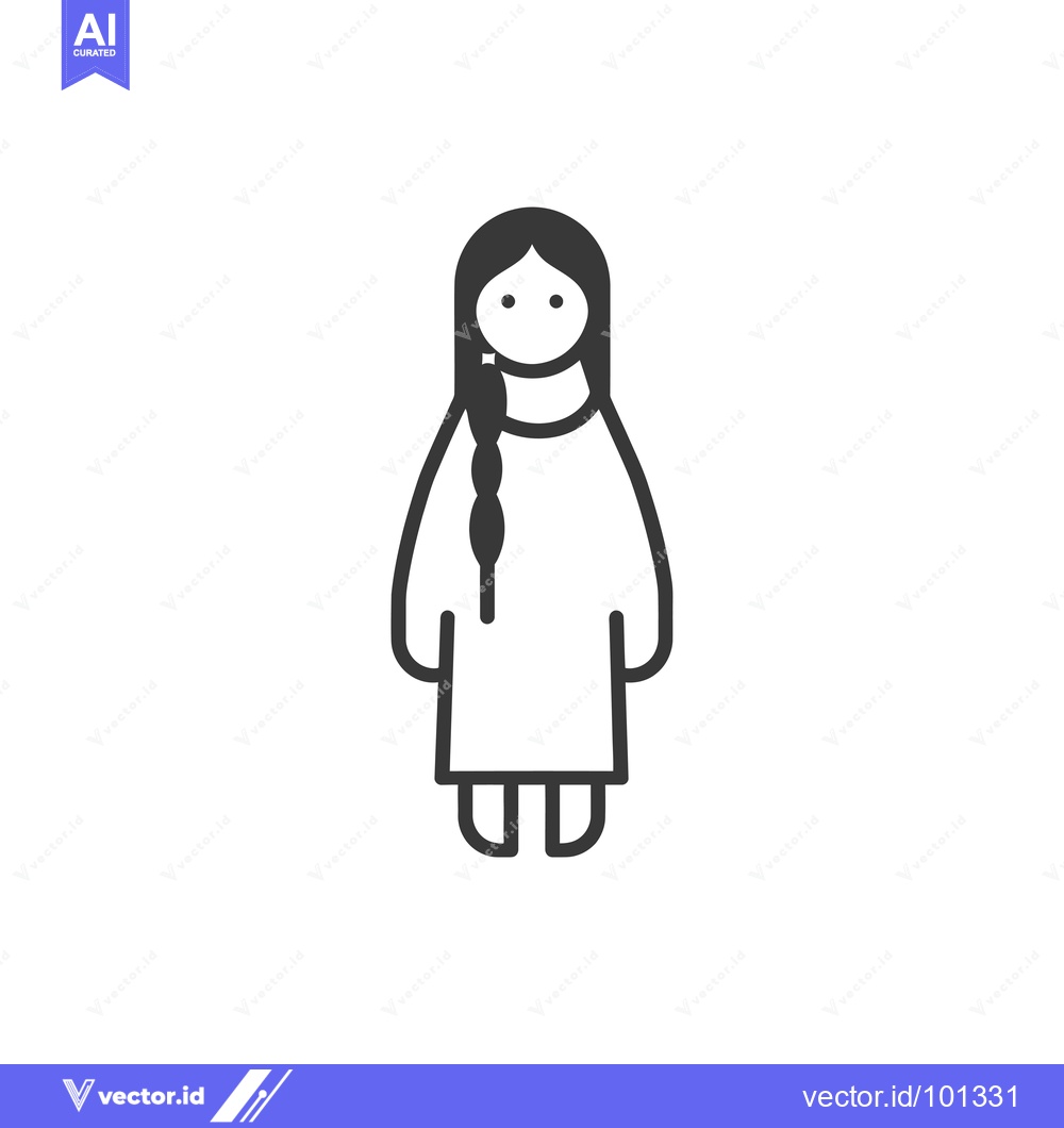 Premium Vector of Simple Line Drawing of a Woman with Braided Hair