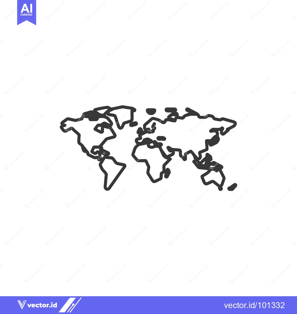Premium Vector of Simple Line Drawing of the World Map