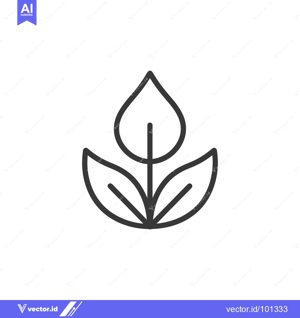 Premium Vector dari Simple Line Drawing of Three Leaves