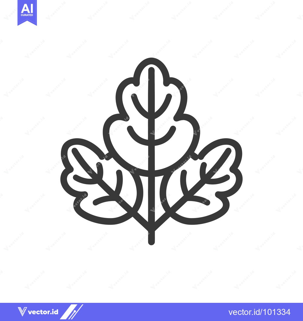 Premium Vector of Simple Line Drawing of Three Leaves on a Branch