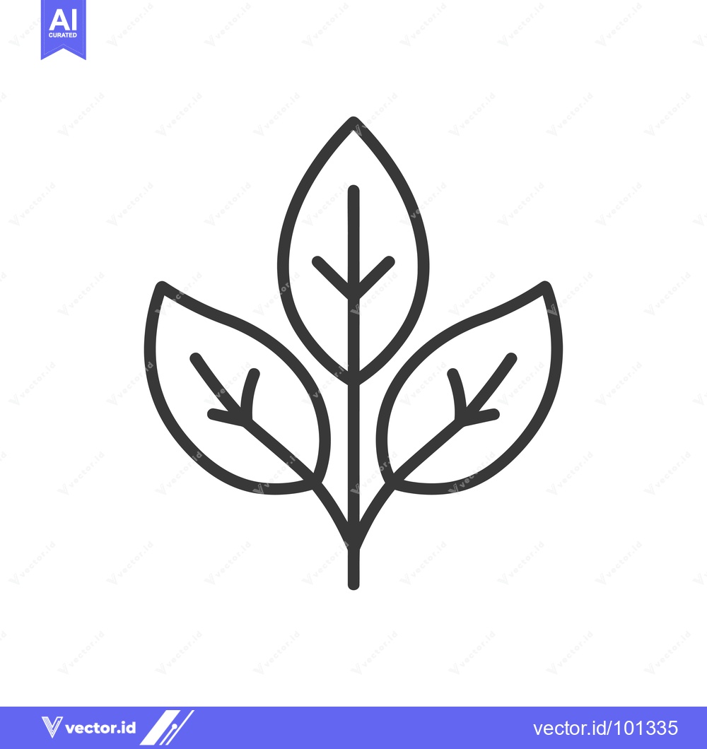 Premium Vector dari Simple Line Drawing of Three Leaves on a Stem