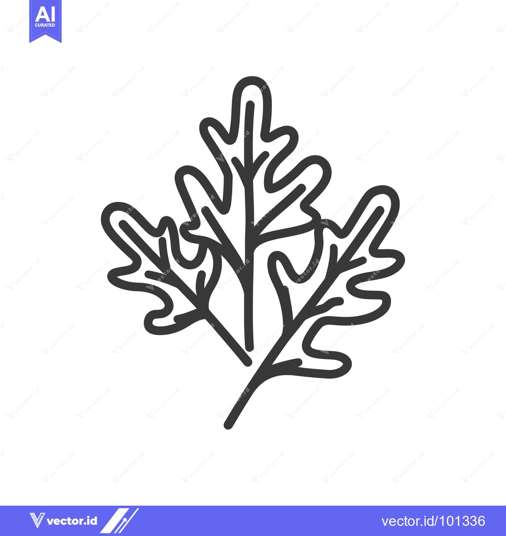 Premium Vector of Simple Line Drawing of Three Oak Leaves