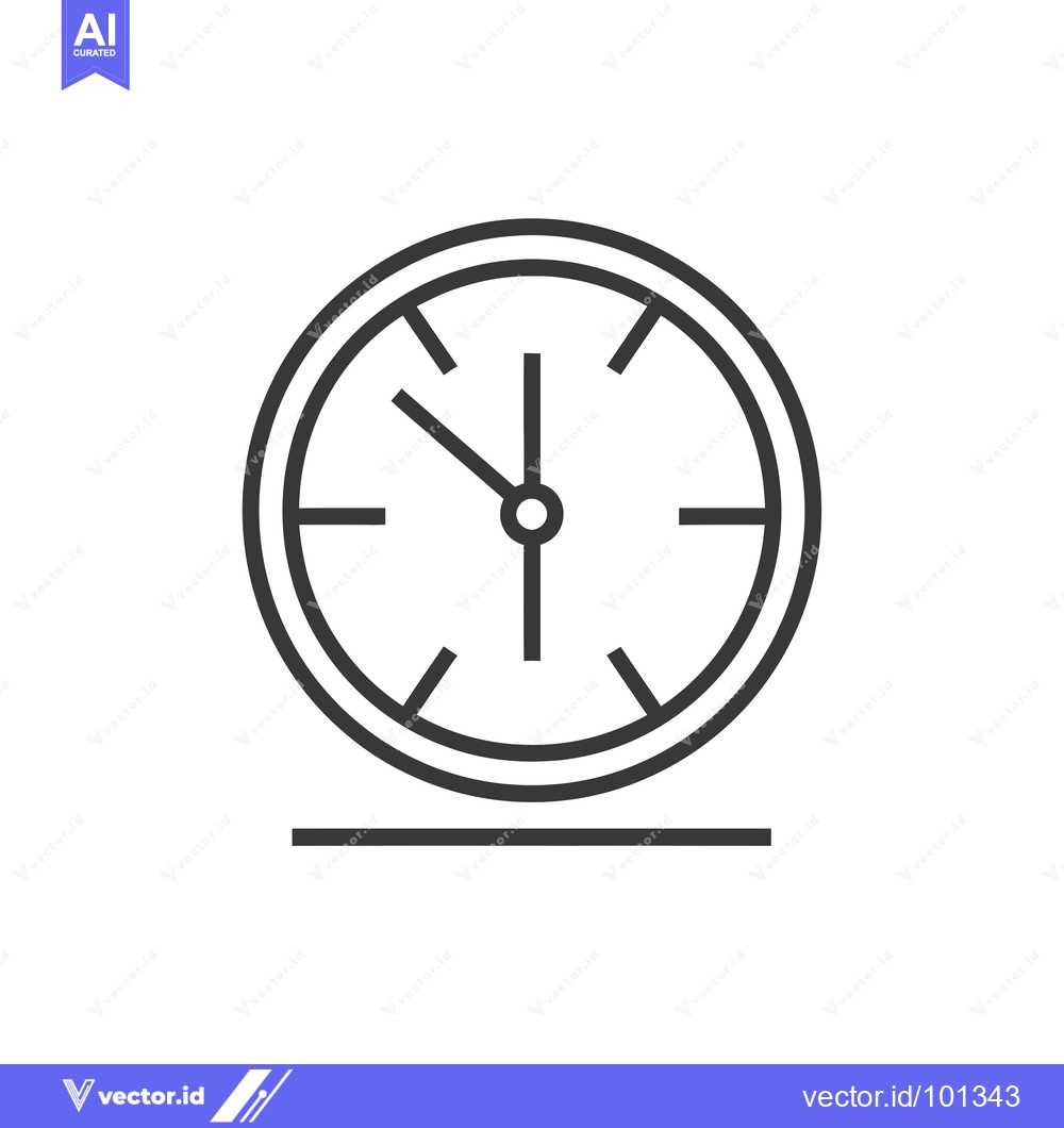 Premium Vector dari Simple Outline Clock Icon with Hands at Three O'Clock