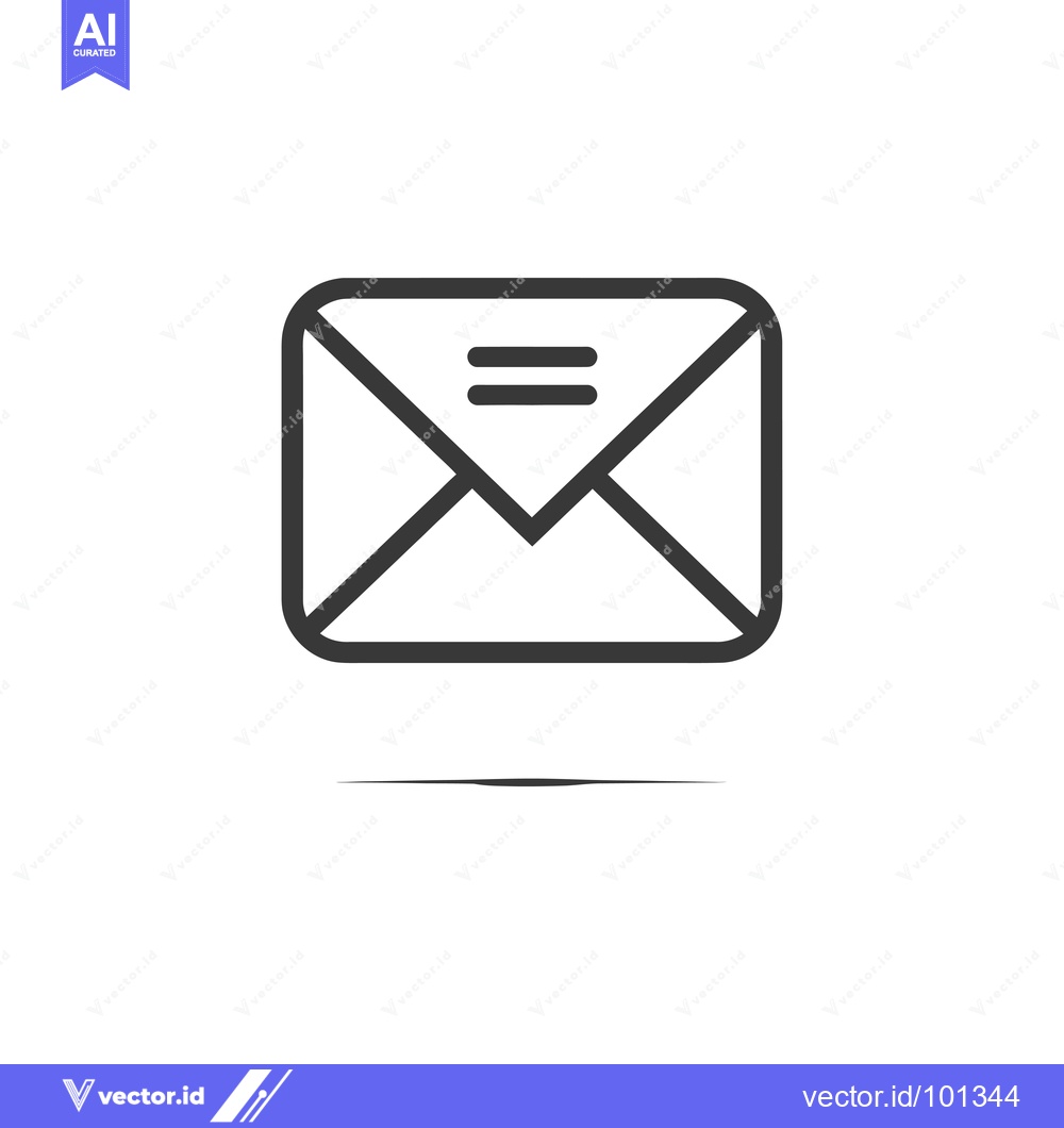Premium Vector dari Simple Outline Icon of a Closed Envelope with a Shadow Below It