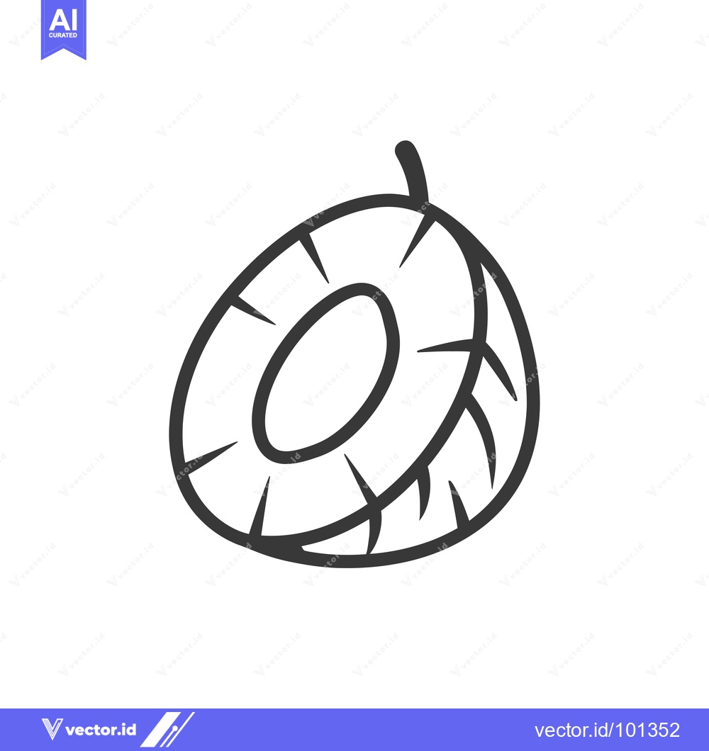 Premium Vector of Simple Hand Drawn Coconut Icon Vector Illustration.