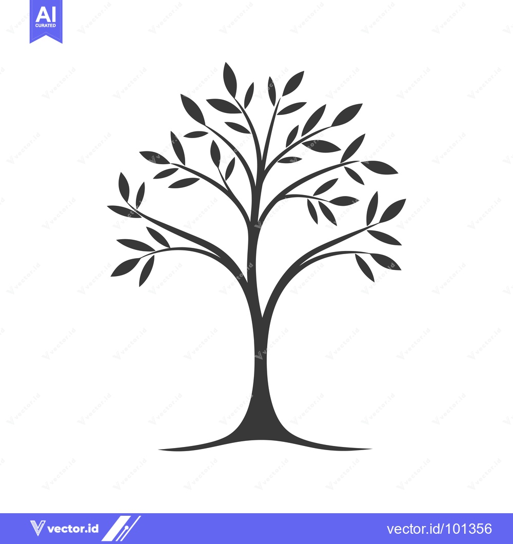 Premium Vector of Simple Silhouette of a Tree with Leaves
