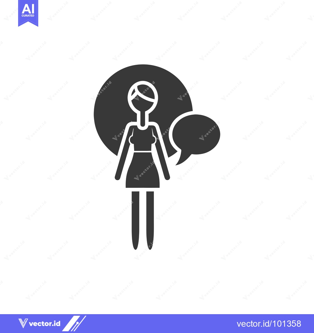 Premium Vector dari Simple Silhouette of a Woman with a Speech Bubble