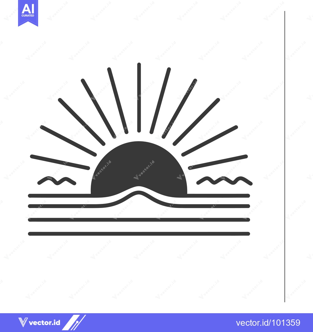 Premium Vector dari Simple Silhouette of the Sun Setting Over the Ocean