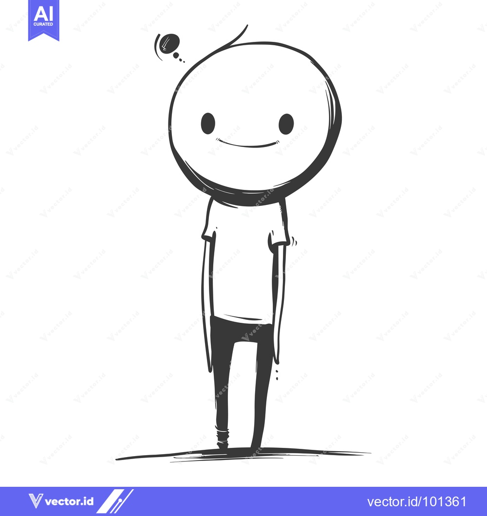 Premium Vector dari Simple Stick Figure Character with a Thought Bubble
