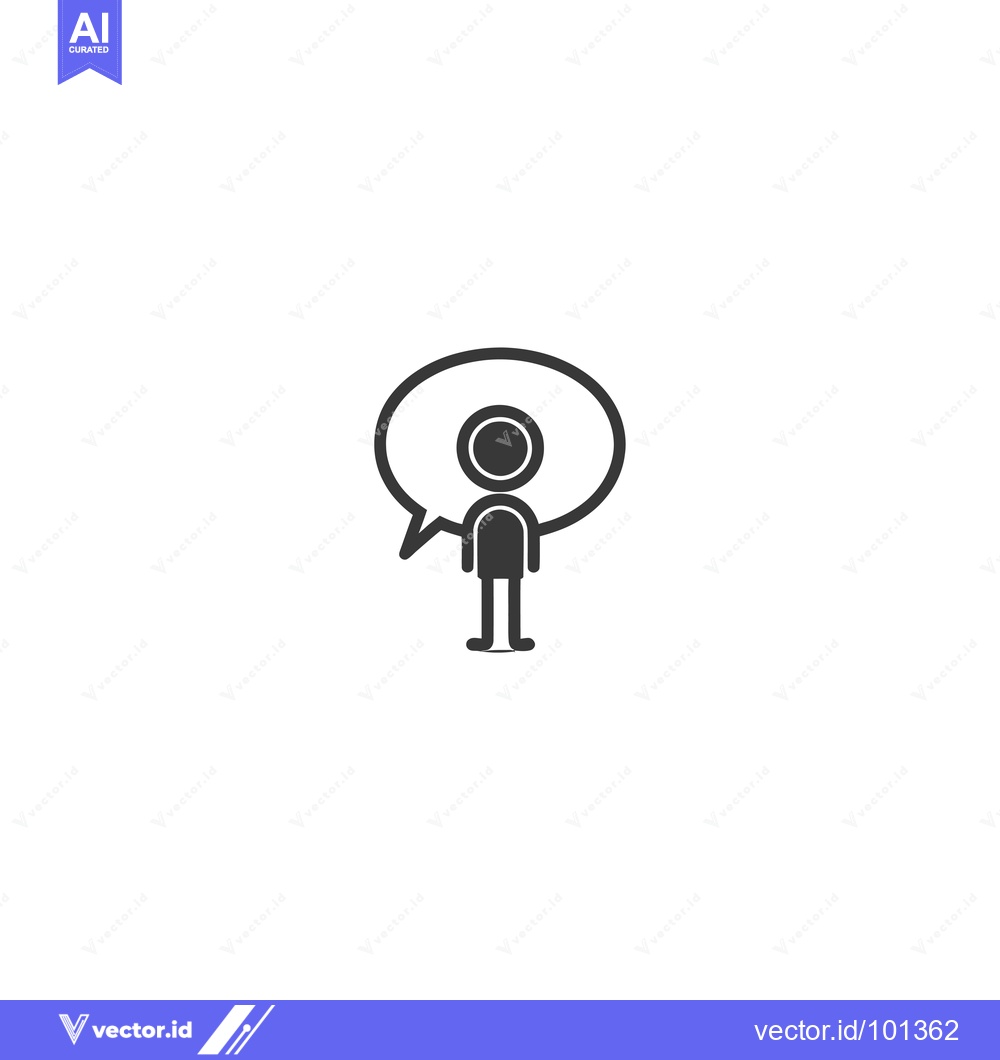 Premium Vector dari Simple Stick Figure Icon with Speech Bubble