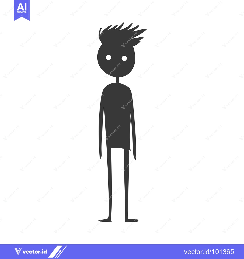 Premium Vector dari Simple Stick Figure Silhouette of a Person with Spiky Hair