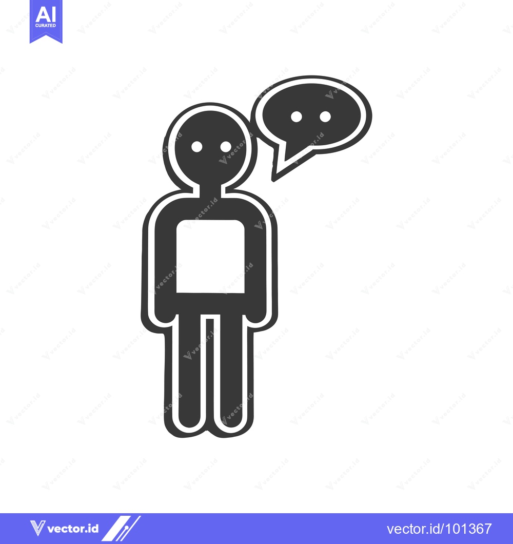 Premium Vector dari Simple Stick Figure With Speech Bubble Icon